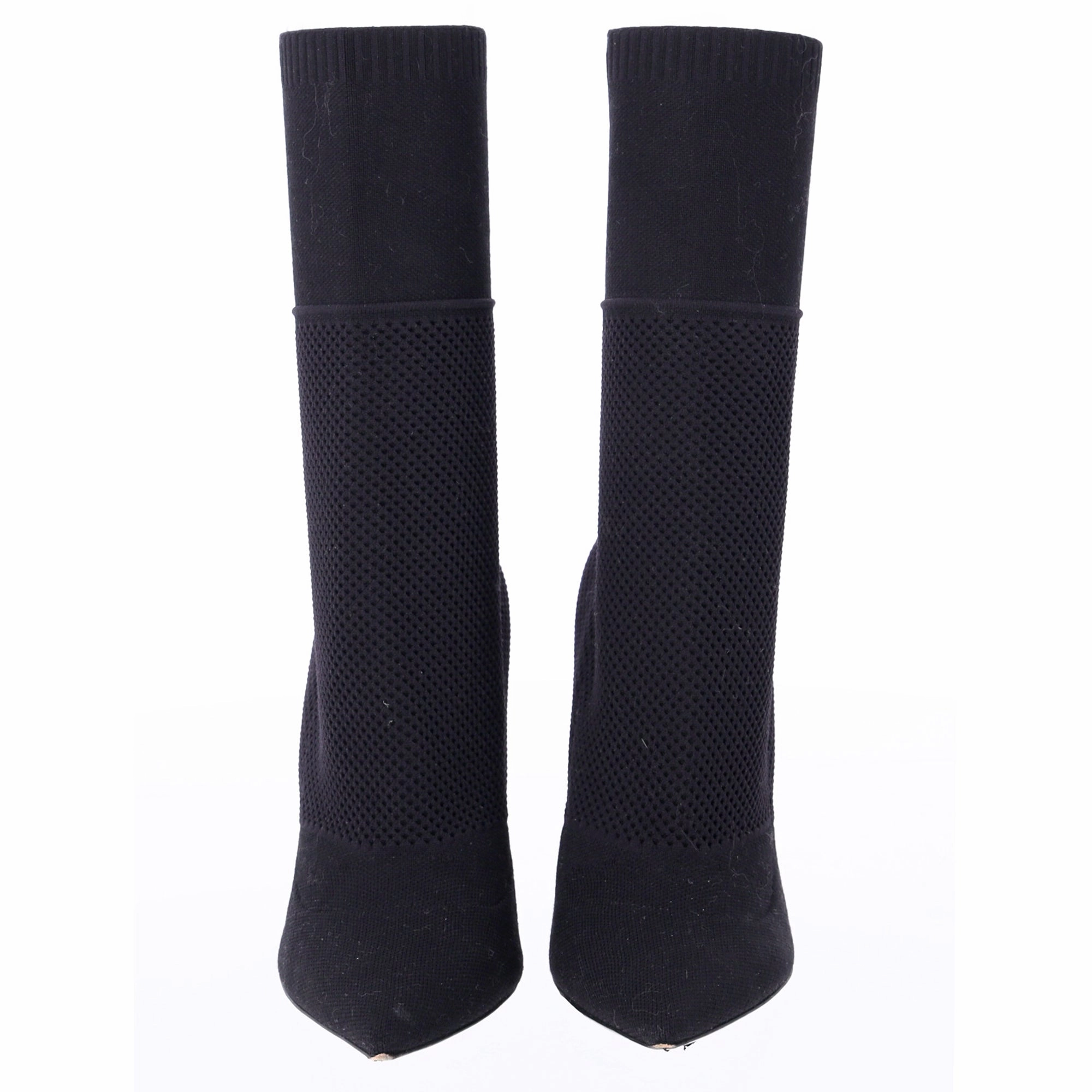 Burberry Kimberley Pointed Toe Ankle Boots in Black Knit Stretch Fabric