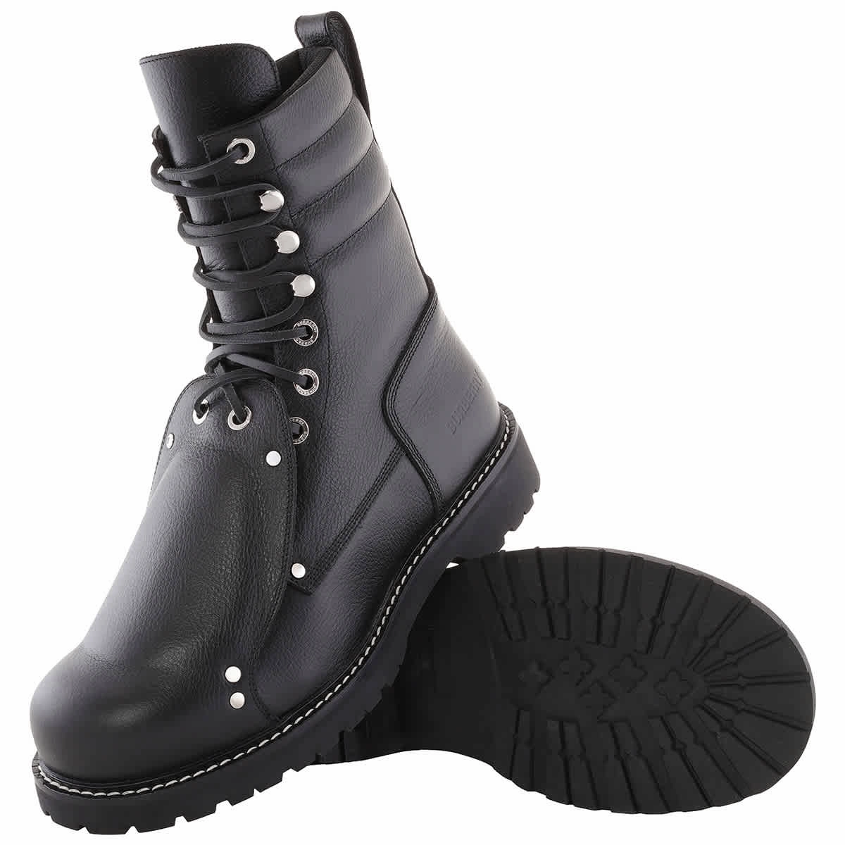 Burberry Lace Guard Detail Leather Ankle Boots