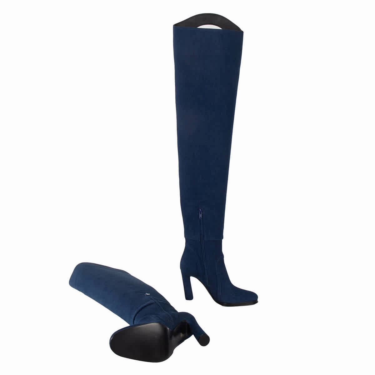 Burberry Ladies Shoreditch Denim Blue Porthole Detail Over-The-Knee Boots