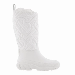 Burberry Optic White Rotherfield Quilted Monogram Rain Boots Top-rated Womens Boots outlet
