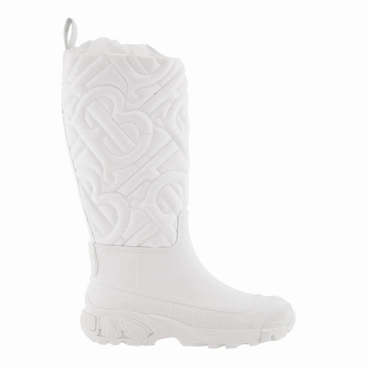 Burberry Optic White Rotherfield Quilted Monogram Rain Boots Top-rated Womens Boots outlet
