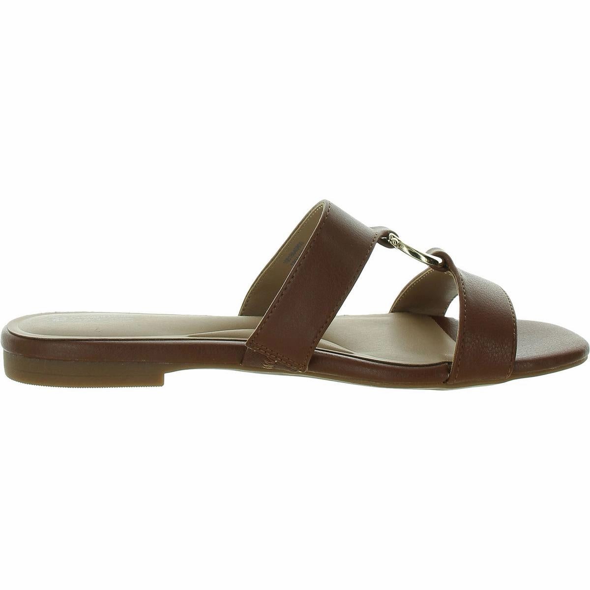 Caitlynn Womens Embellished Faux Leather Slide Sandals