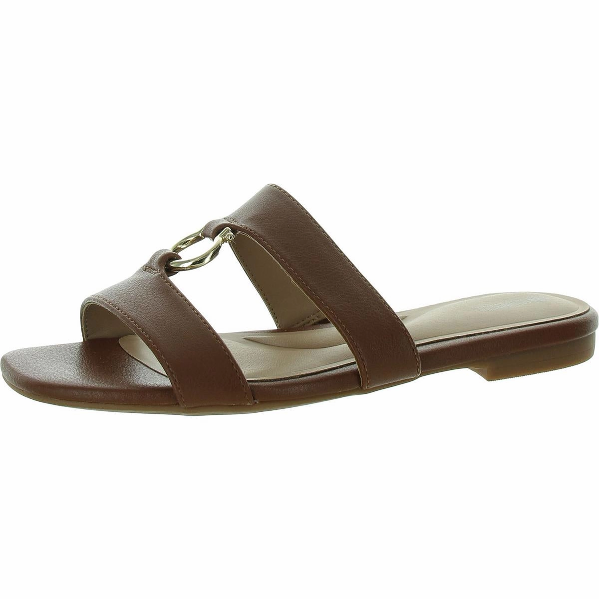 Caitlynn Womens Embellished Faux Leather Slide Sandals Womens Beach Sandals special deal