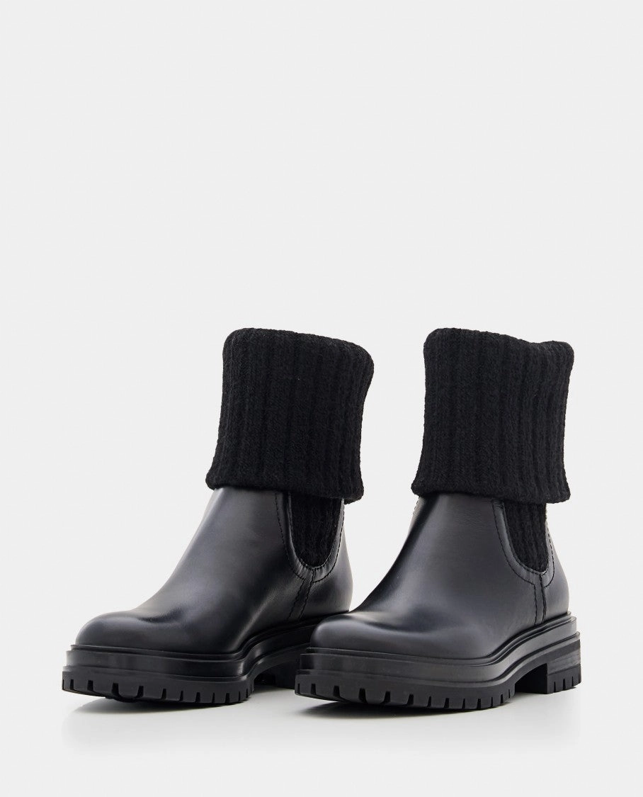 Calf And Knit Ankle Boots