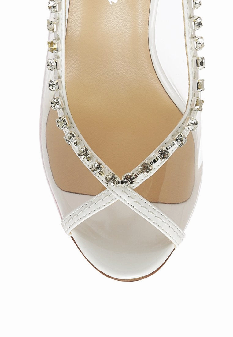 camarine clear stiletto sling-back sandals