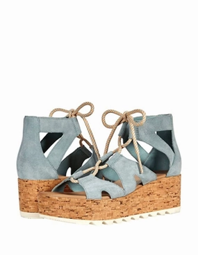 Cameron Flatform Lace Sandals In Crushed Blue, Chalk Womens Beach Sandals special deal