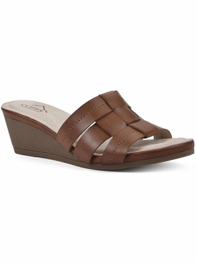 Candyce Womens Faux Leather Woven Wedge Sandals Buy Womens Sandals with promo