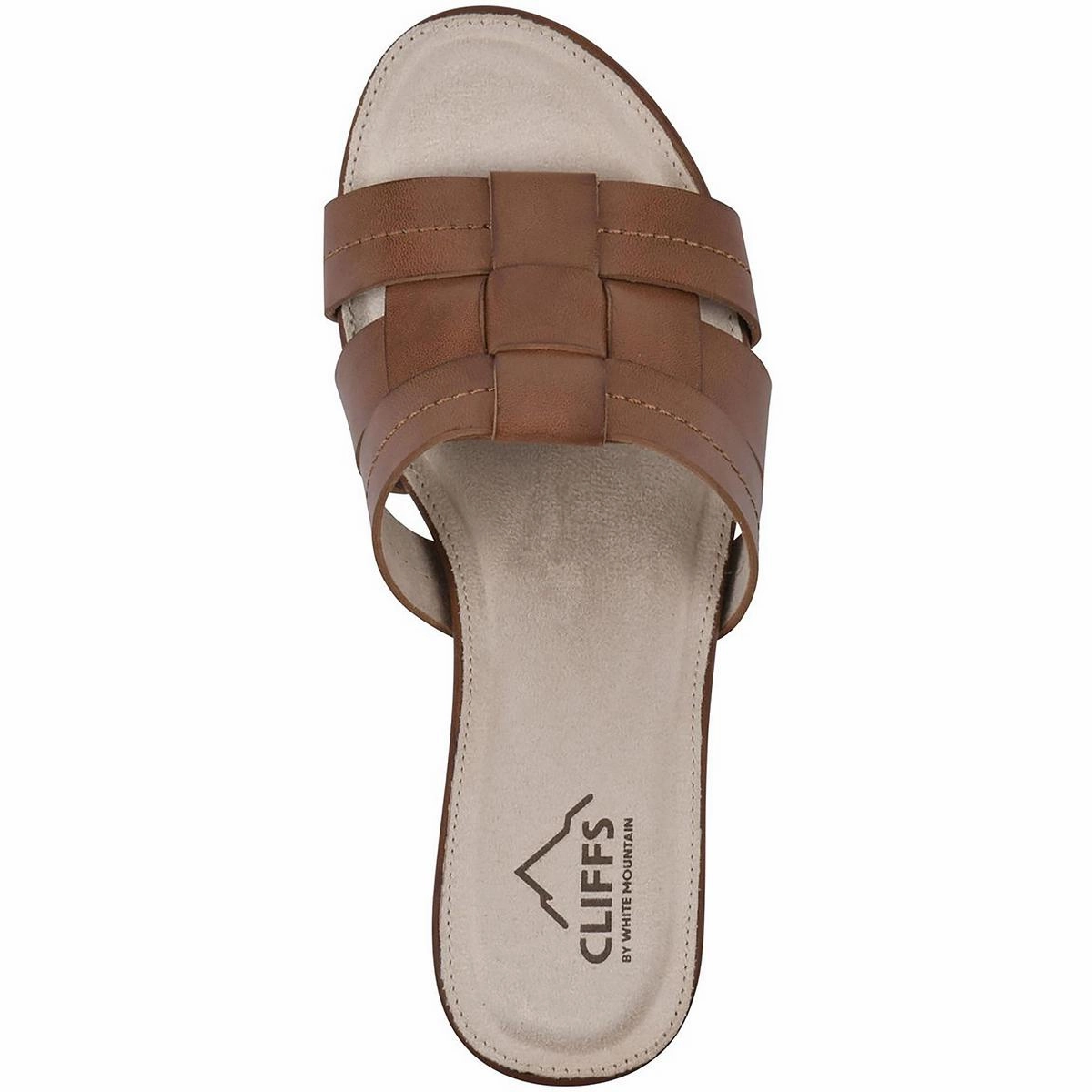 Candyce Womens Faux Leather Woven Wedge Sandals