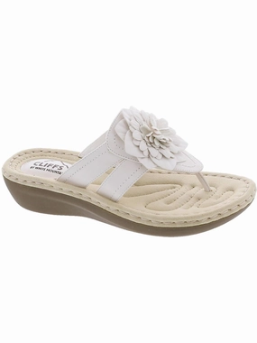 Cassia Womens Faux Leather Thong Wedge Sandals Promo offer on Womens Sandals