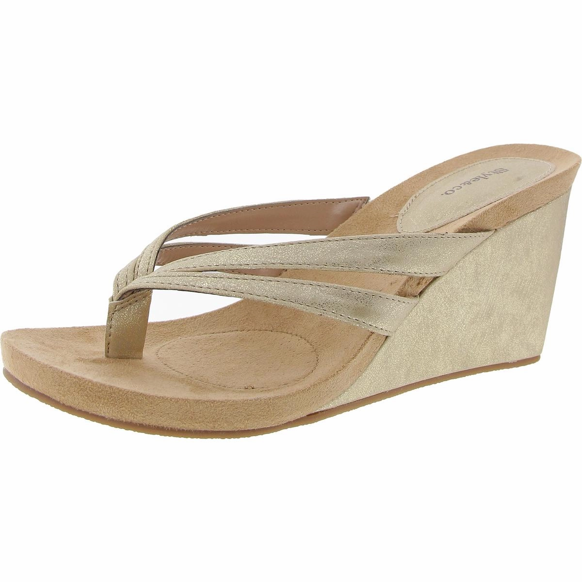 CASSIEE Womens Open Back Manmade Wedge Sandals