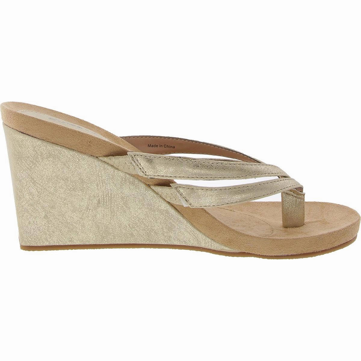 CASSIEE Womens Open Back Manmade Wedge Sandals