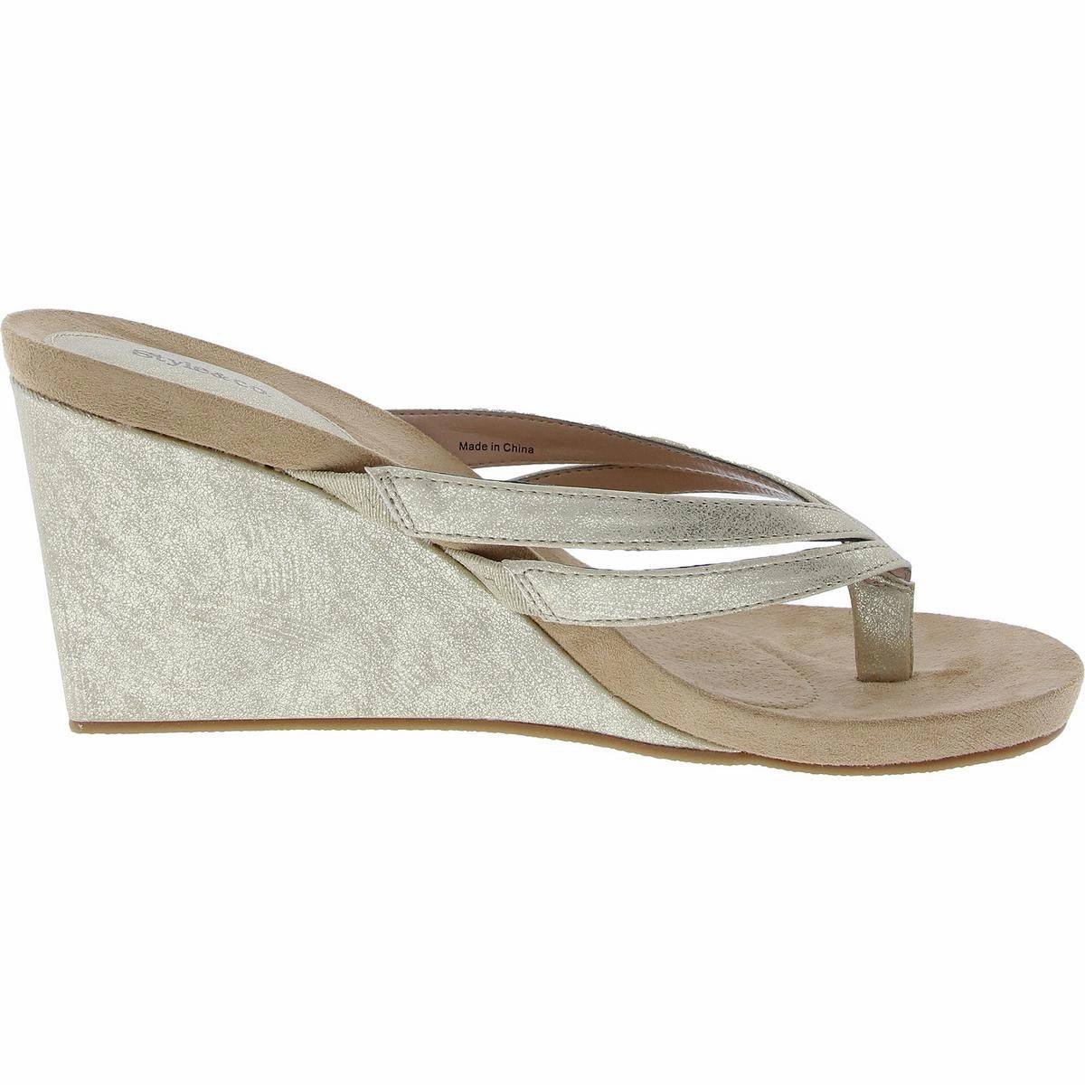 CASSIEE Womens Open Back Manmade Wedge Sandals