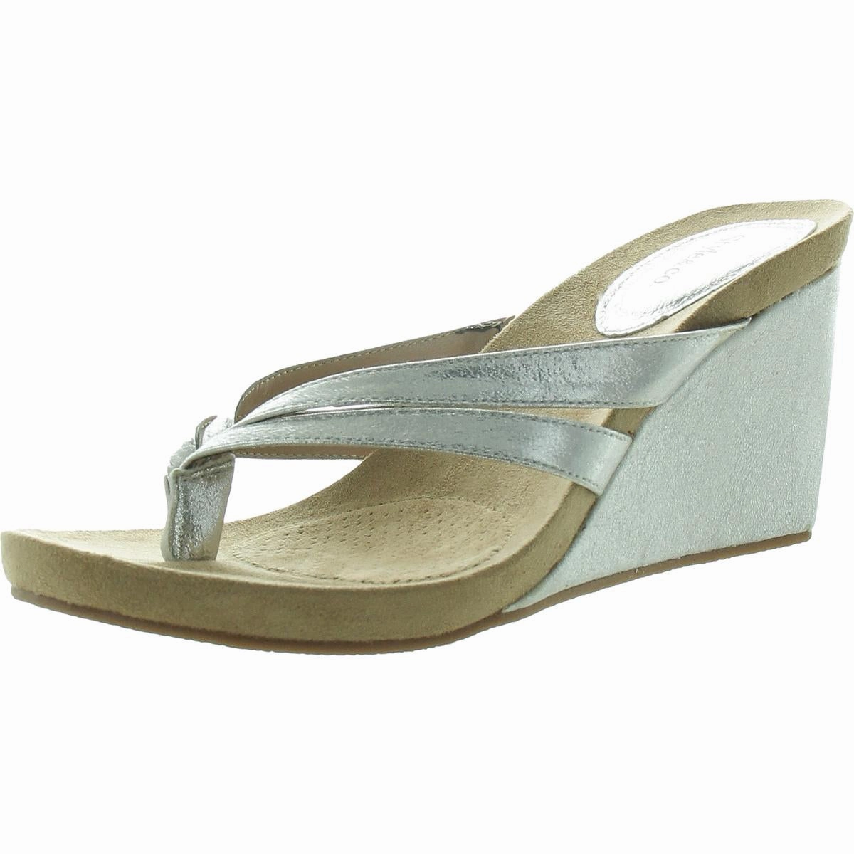 CASSIEE Womens Open Back Manmade Wedge Sandals
