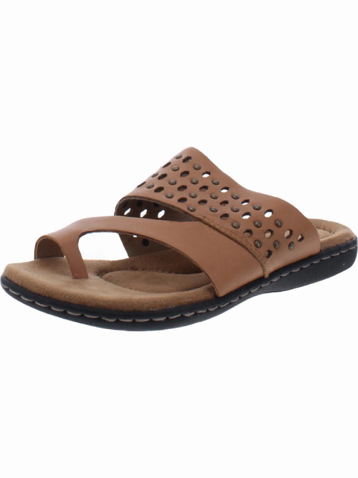 Catalina Womens Leather Toe Loop Slide Sandals