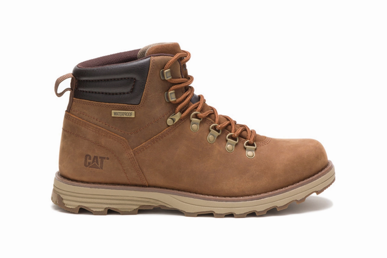 Caterpillar Mens Sire Waterproof Brown Sugar Leather CAT Work Boots Mens Chukka Boots outlet deals