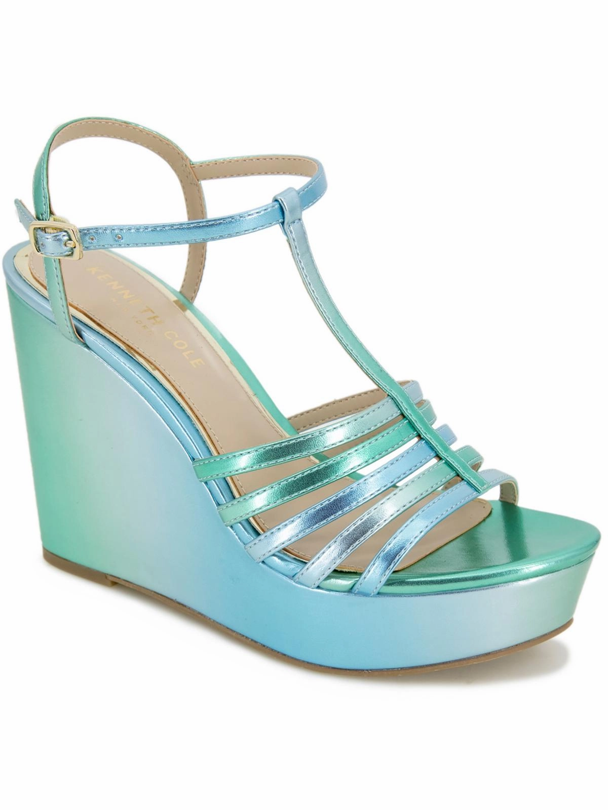 CELIA Womens Faux Leather Wedge Sandals Promo offer on Womens Sandals