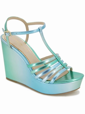 CELIA Womens Faux Leather Wedge Sandals Promo offer on Womens Sandals