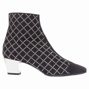 Chanel black suede crystal heel boots Promo on Womens Fashionable Boots