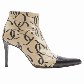 Chanel marked CC logo toe cap ankle bootie Womens Boots sale online