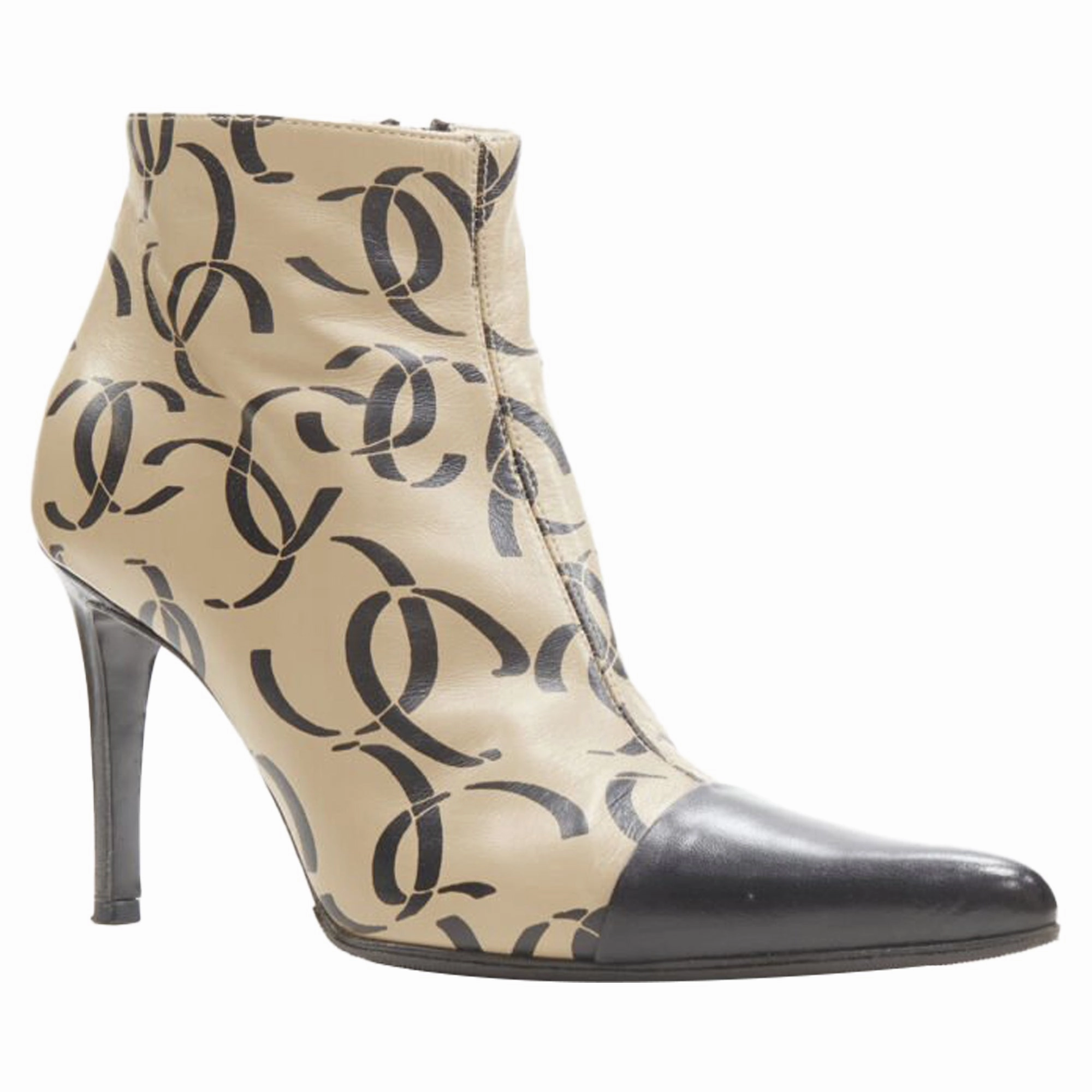 Chanel marked CC logo toe cap ankle bootie