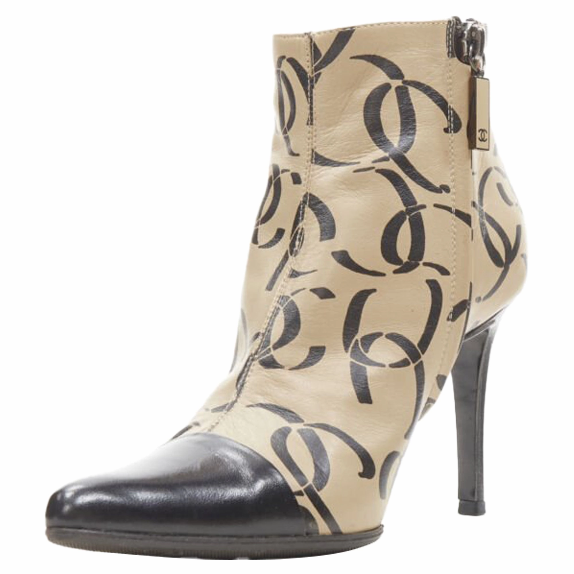 Chanel marked CC logo toe cap ankle bootie
