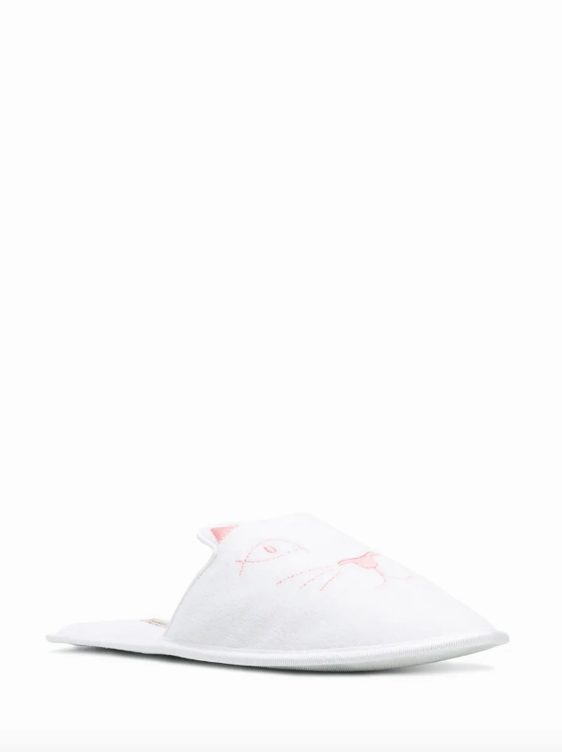Charlotte Olympia House Cat Slippers in white