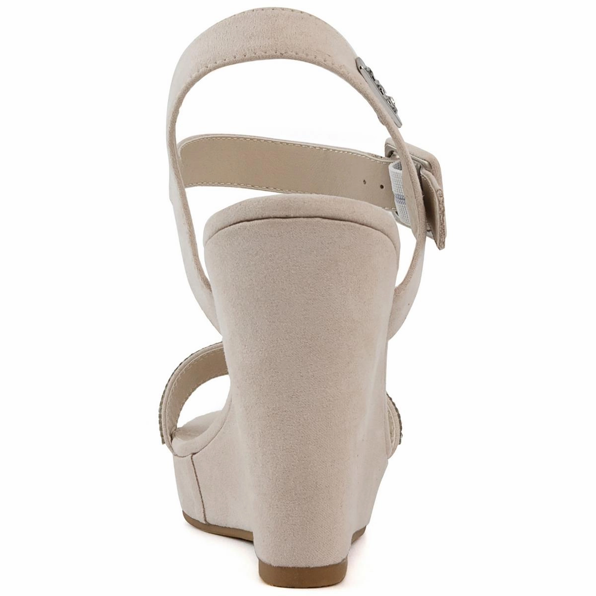 Chili Womens Faux Suede Rhinestone Wedge Sandals