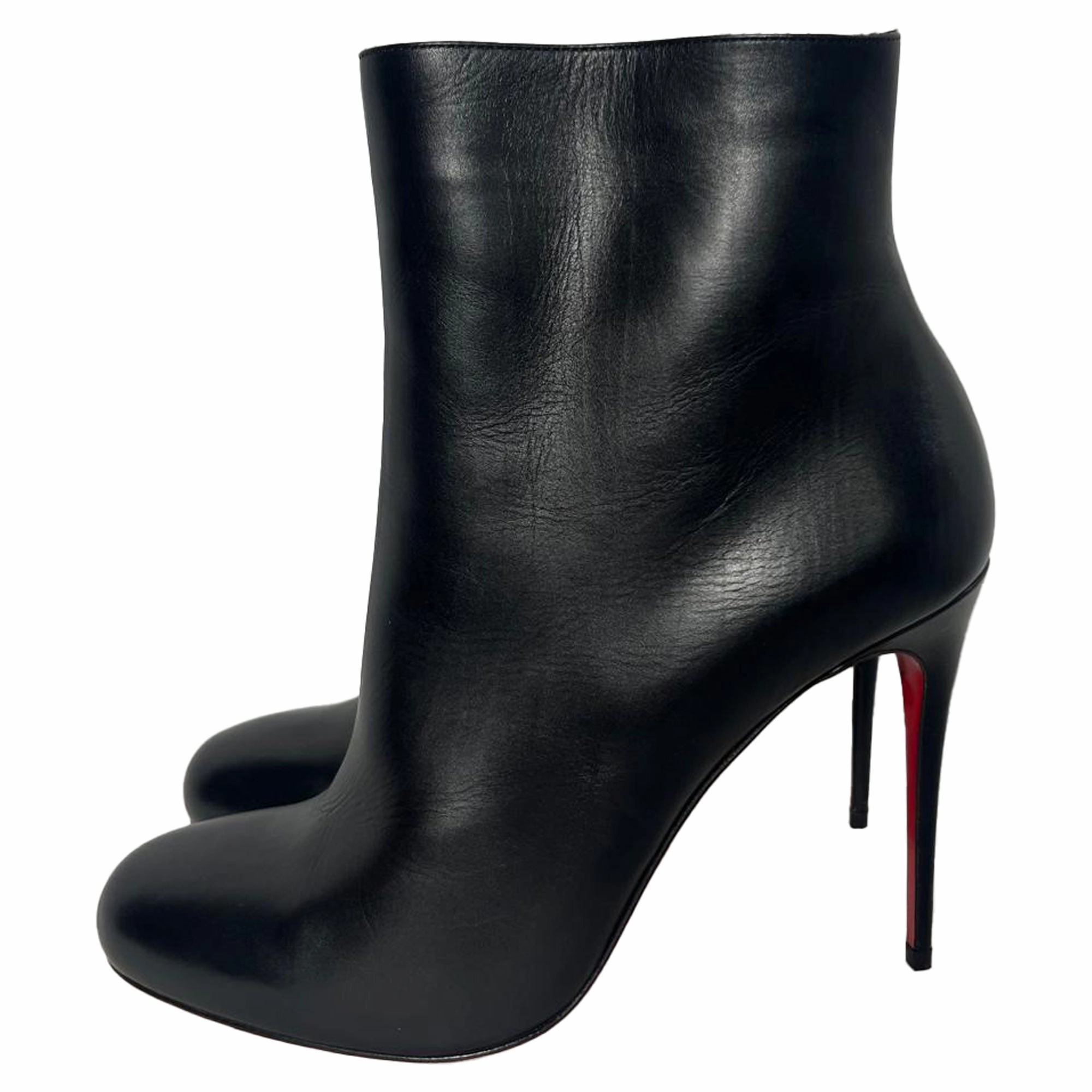 Christian Louboutin Pumppie 100 Ankle Boots in Black Calf Leather