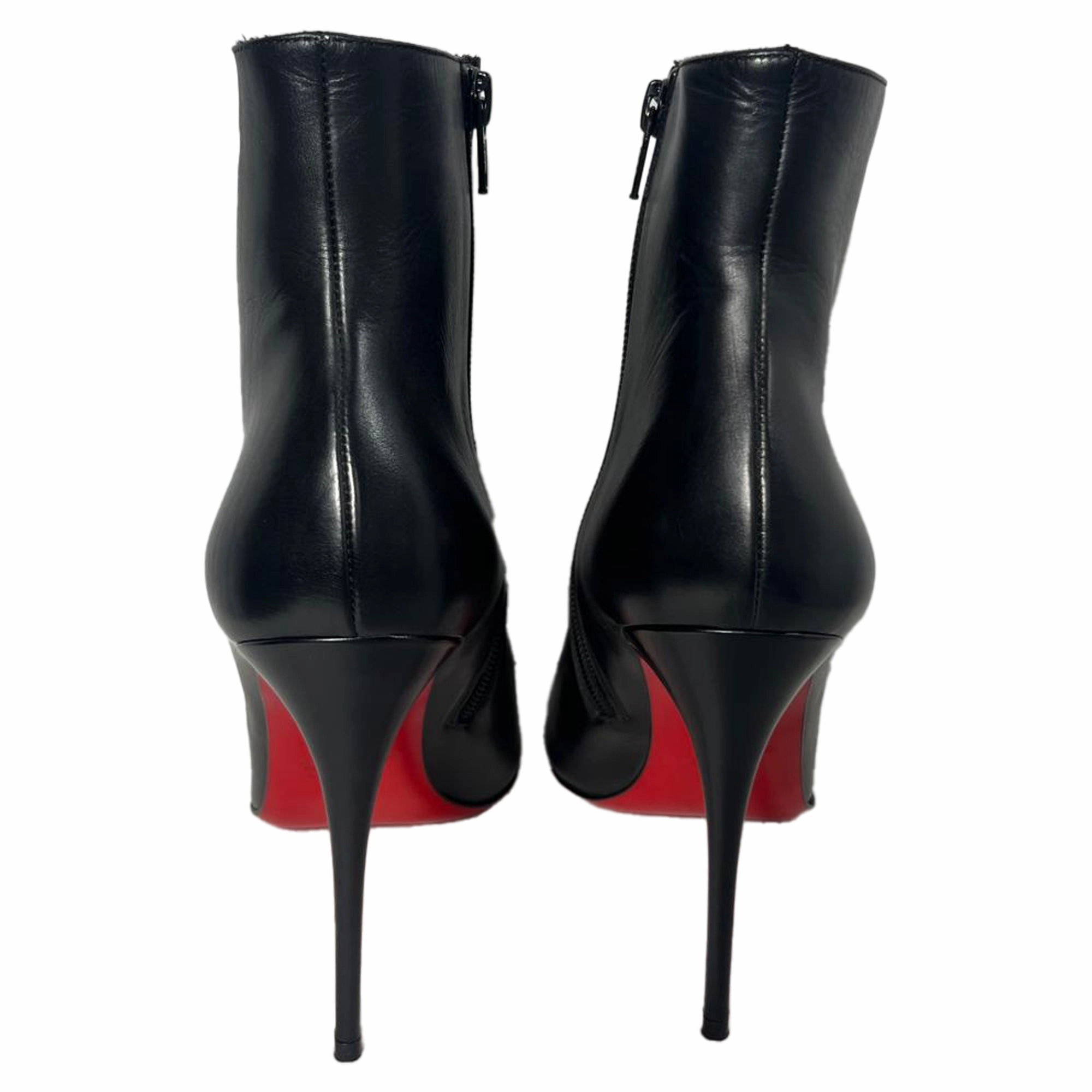 Christian Louboutin Pumppie 100 Ankle Boots in Black Calf Leather