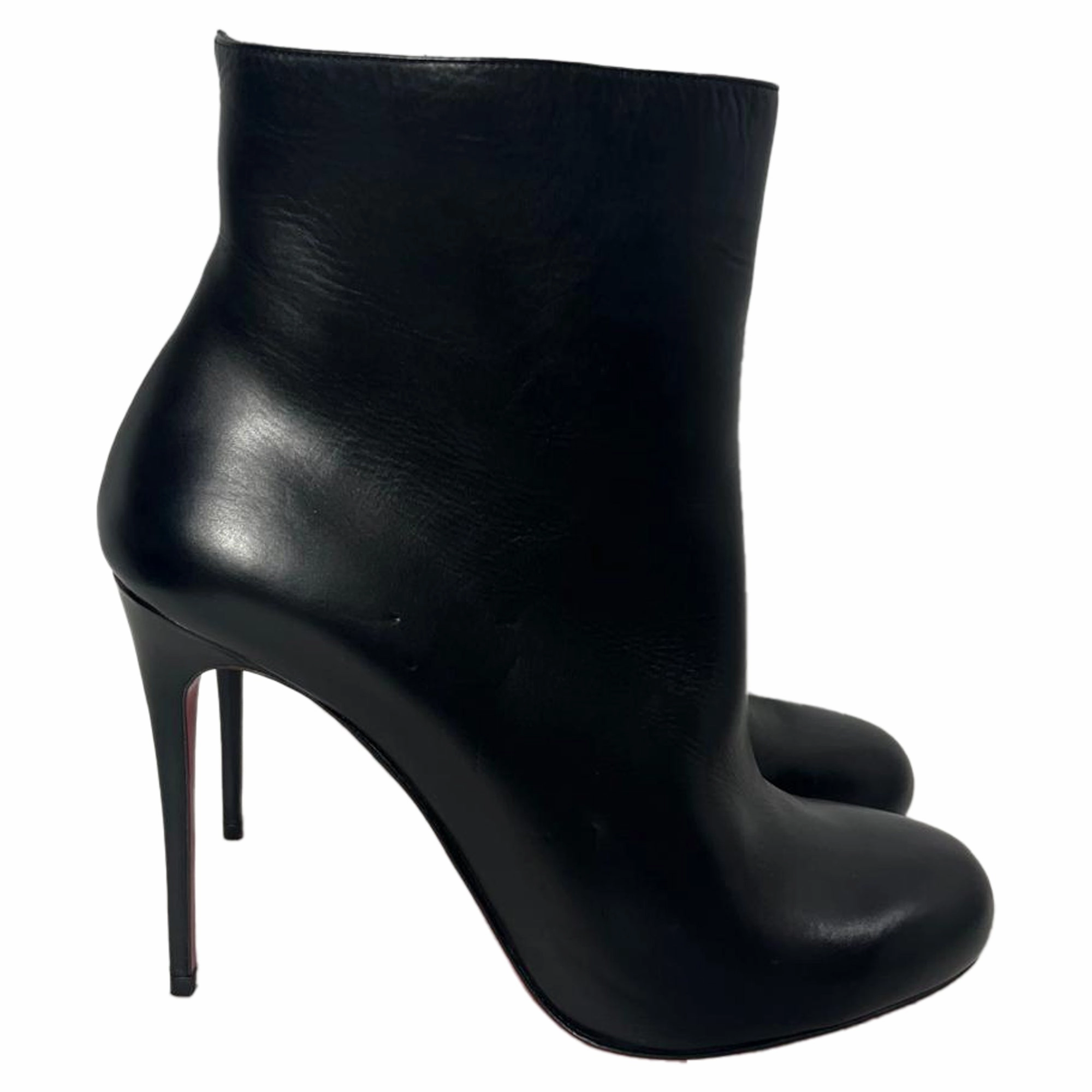 Christian Louboutin Pumppie 100 Ankle Boots in Black Calf Leather Discount Boots for Women