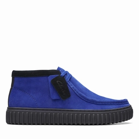 Clarks Torhill Hi in Blue Suede Cheap Mens Boots & Chukkas