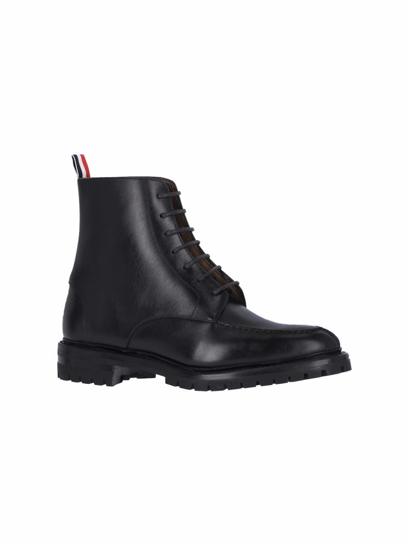 Classic Commando' Black Leather Derby Boots  Black