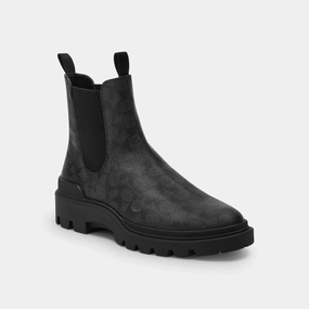 Coach Outlet Collin Boot In Signature Canvas Cheap Mens Boots & Chukkas