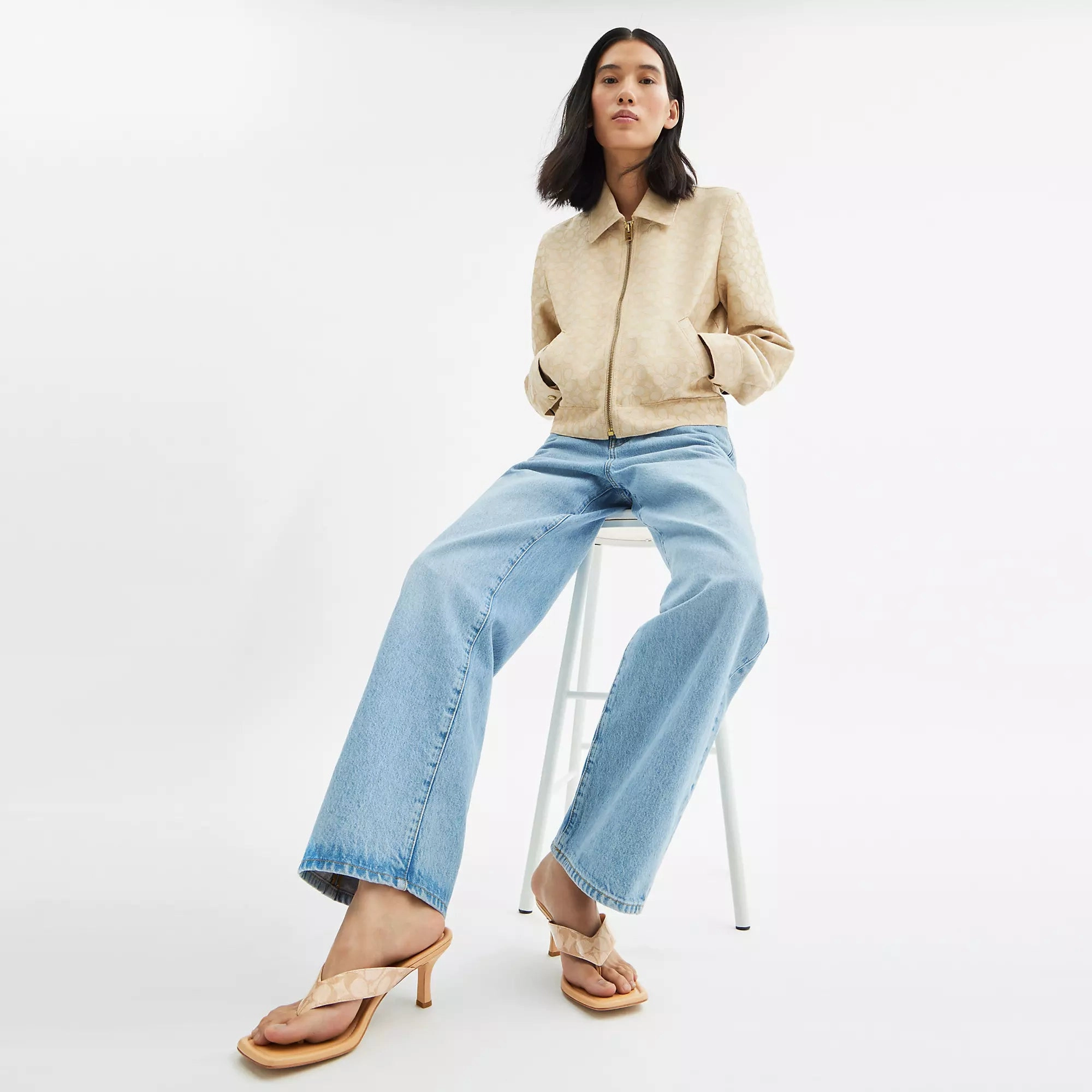 Coach Outlet Kitten Heel In Signature Canvas