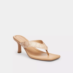 Coach Outlet Kitten Heel In Signature Canvas Lightweight Womens Sandals discount