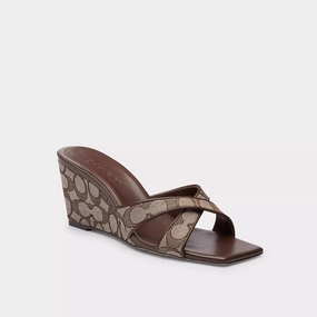 Coach Outlet Wedge Sandal In Signature Jacquard Casual Womens Sandals on sale
