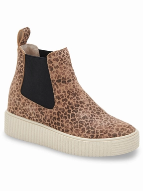 Cola Womens Leather Animal Print Chelsea Boots Hot sale Womens Boots