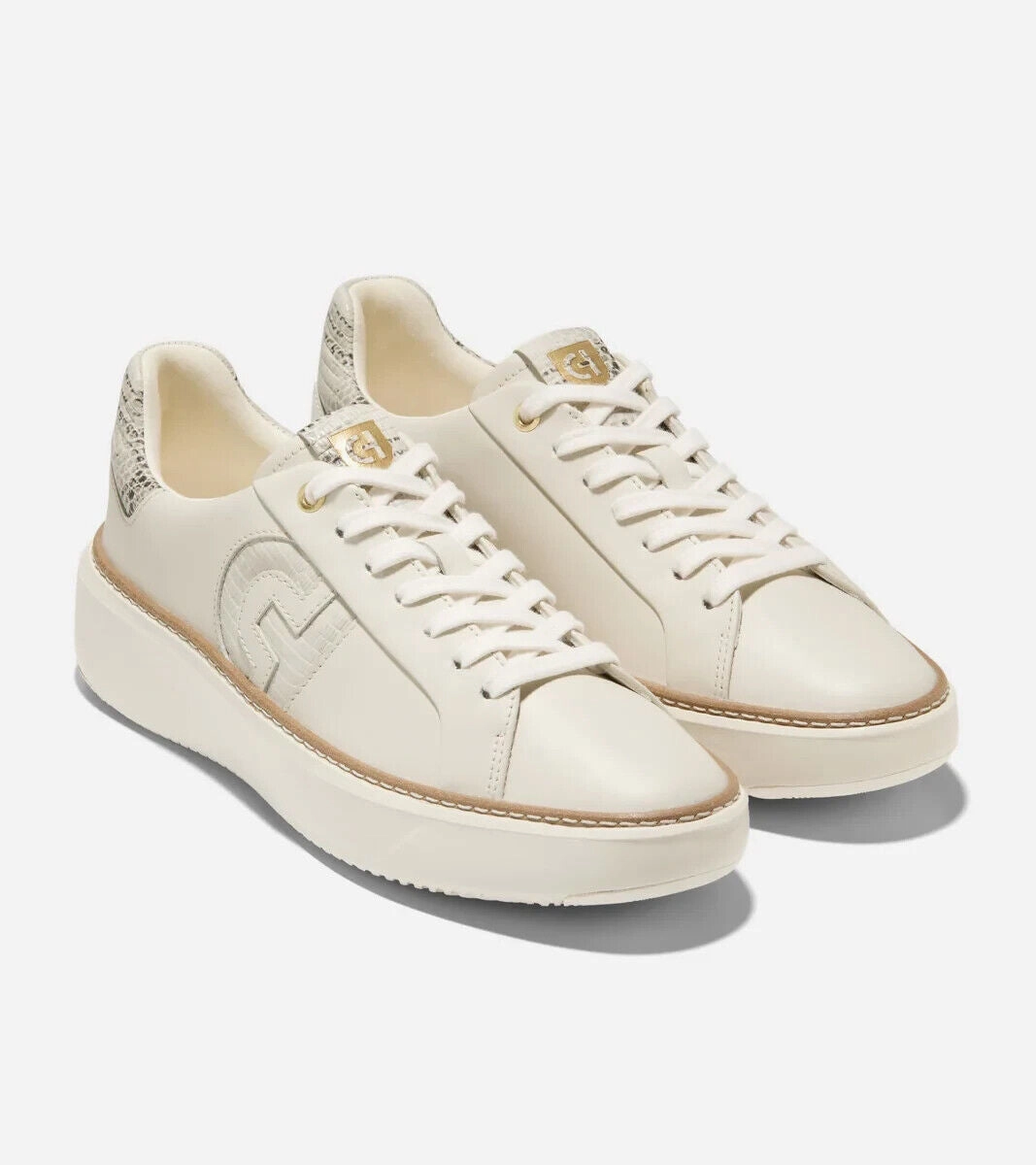 Cole Haan Grandpro Topspin W31301 Sneakers Womens 8.5 Ivory Leather Shoes FZP545