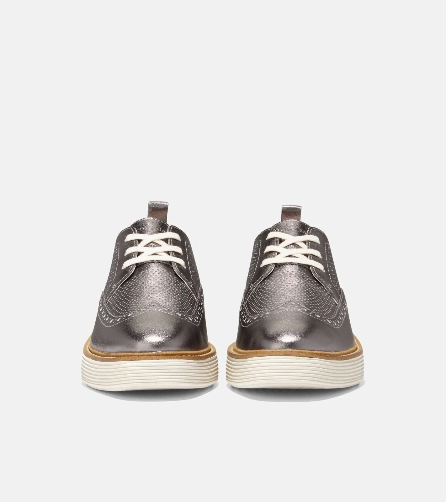 Cole Haan Originalgrand Platform Wingtip Oxford Women 8.5 Pewter Metallic FZP401 (Pewter Metallic,8.5)