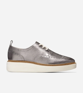 Cole Haan Originalgrand Platform Wingtip Oxford Women 8.5 Pewter Metallic FZP401 (Pewter Metallic,8.5) Womens Sports Shoes clearance