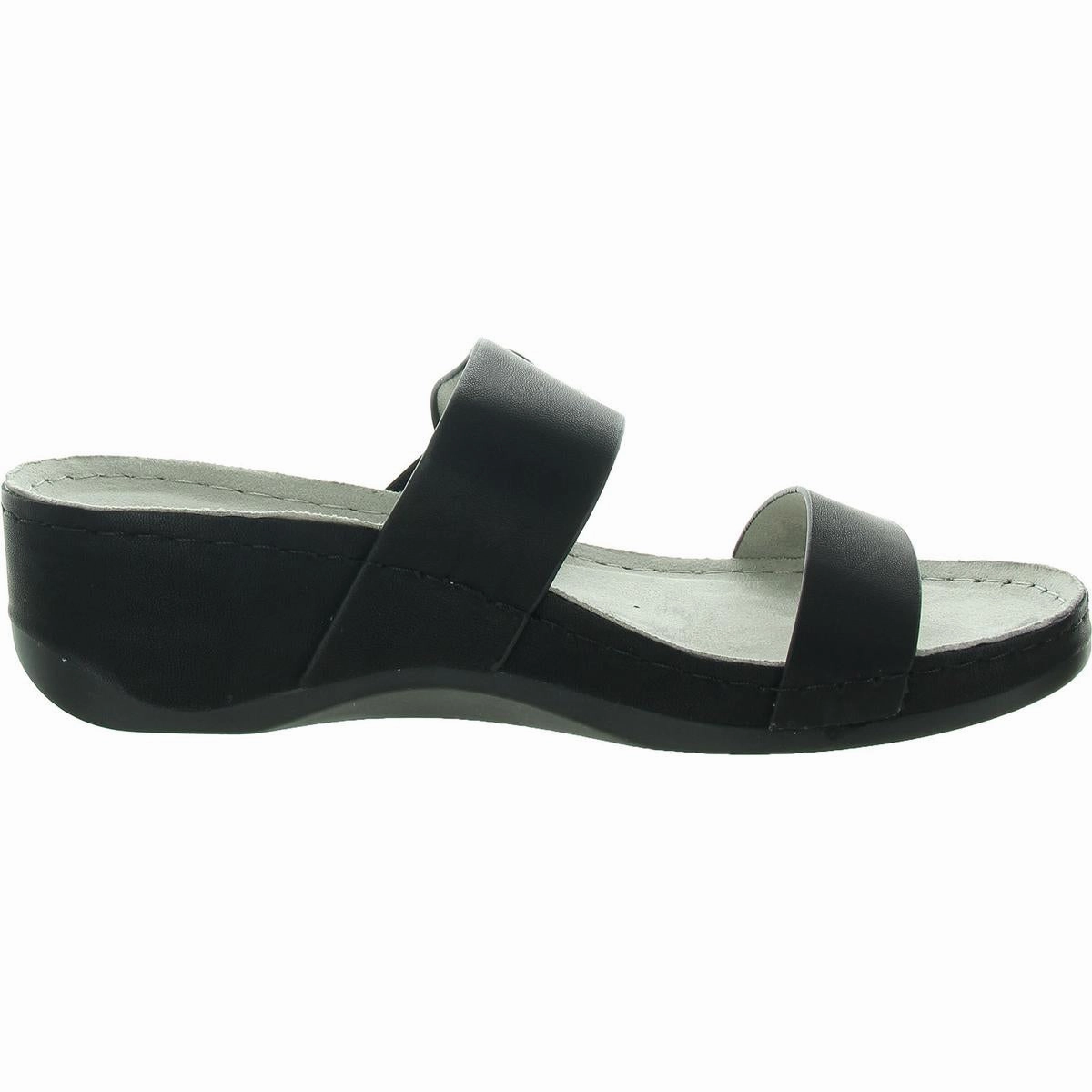 Colletta Womens Embellished Faux Leather Slide Sandals