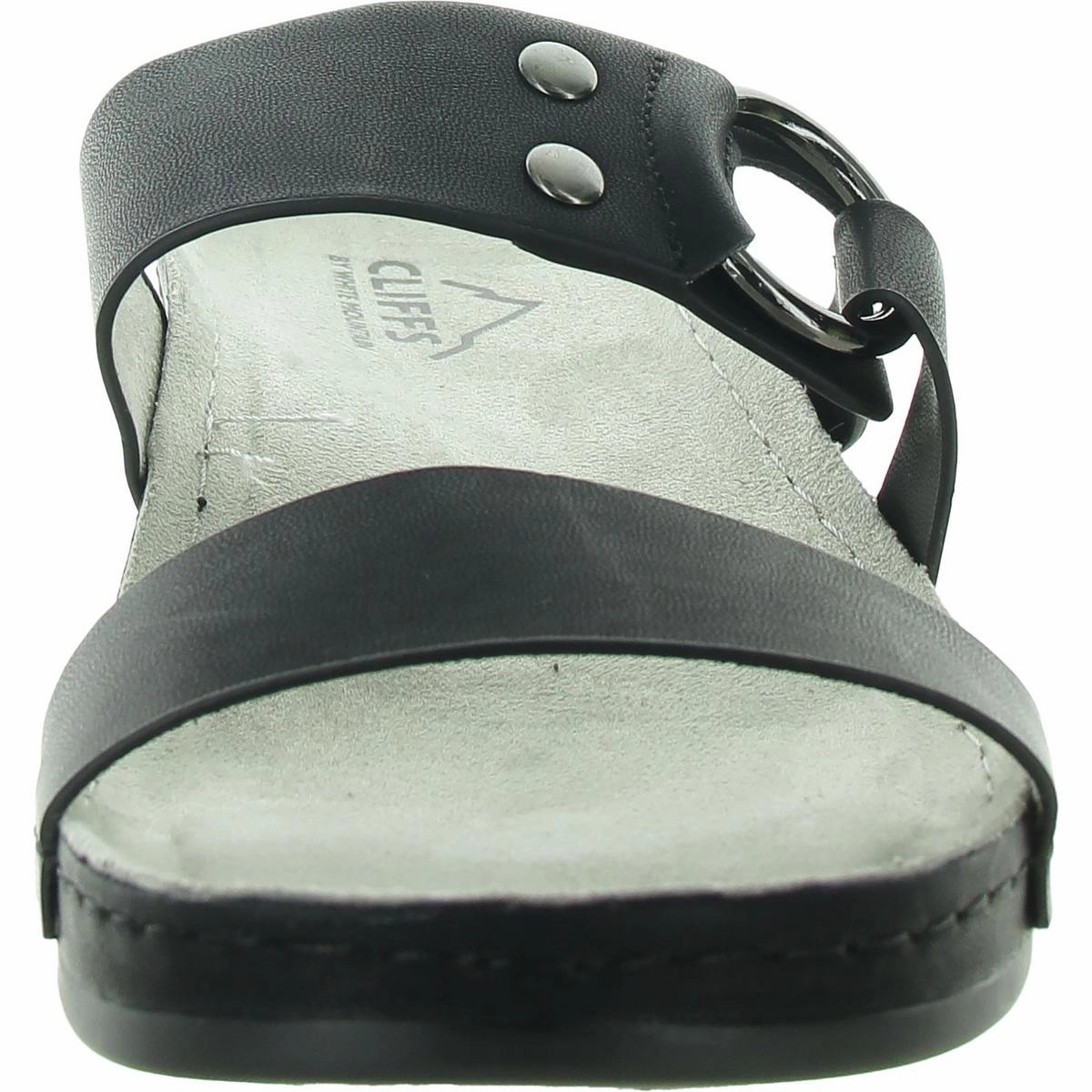 Colletta Womens Embellished Faux Leather Slide Sandals
