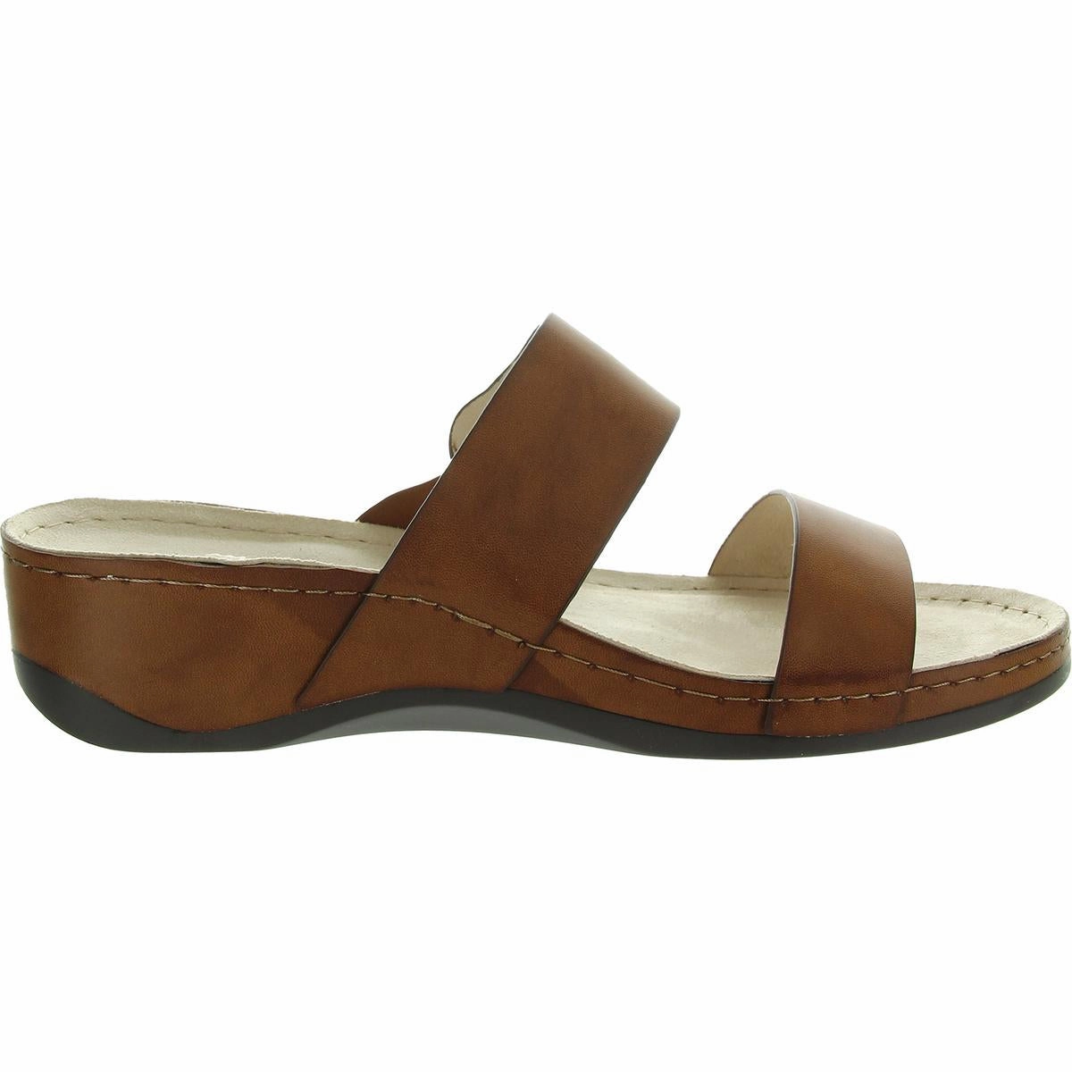 Colletta Womens Embellished Faux Leather Slide Sandals
