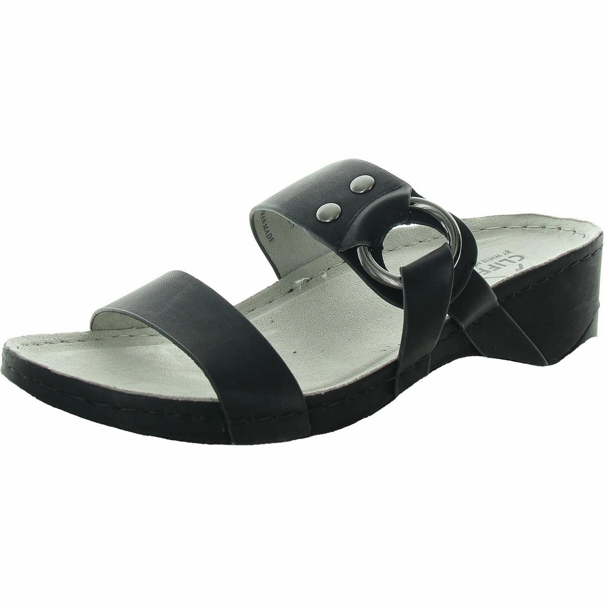Colletta Womens Embellished Faux Leather Slide Sandals Womens Beach Sandals special deal