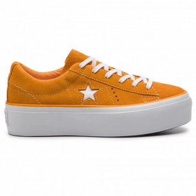 Converse One Star Platform OX Ladies Bright Orange Suede Sneakers Womens Sports Shoes clearance
