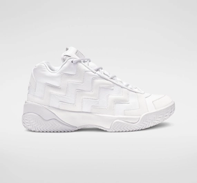 Converse Voltage Mid Ladies Triple White Leather High Top Sneakers Athletic Shoes for Women discount