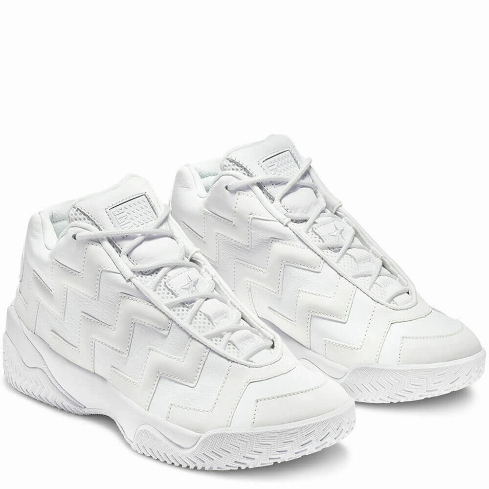 Converse Voltage Mid Ladies Triple White Leather High Top Sneakers