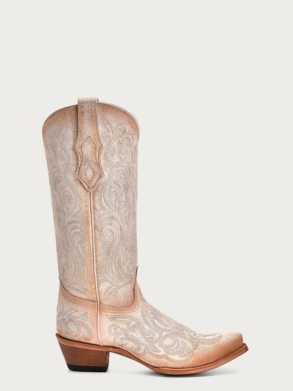 Corral Boots C4143 Western Women 7 White Embroidery Cowhide Snip Toe Boot FZP116 (7,White)