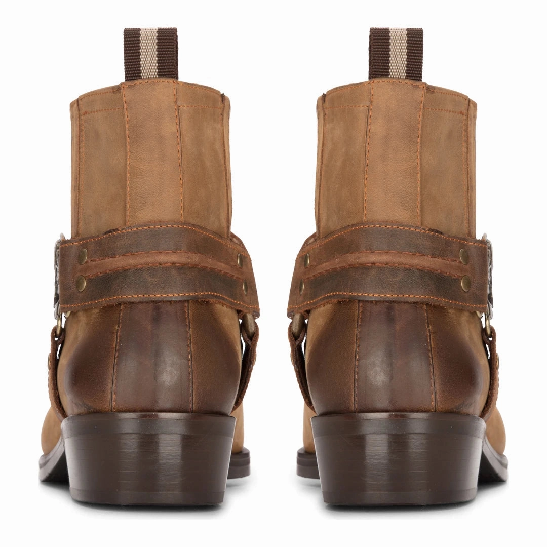 Cowboy Real Leather Boots With Square Toe