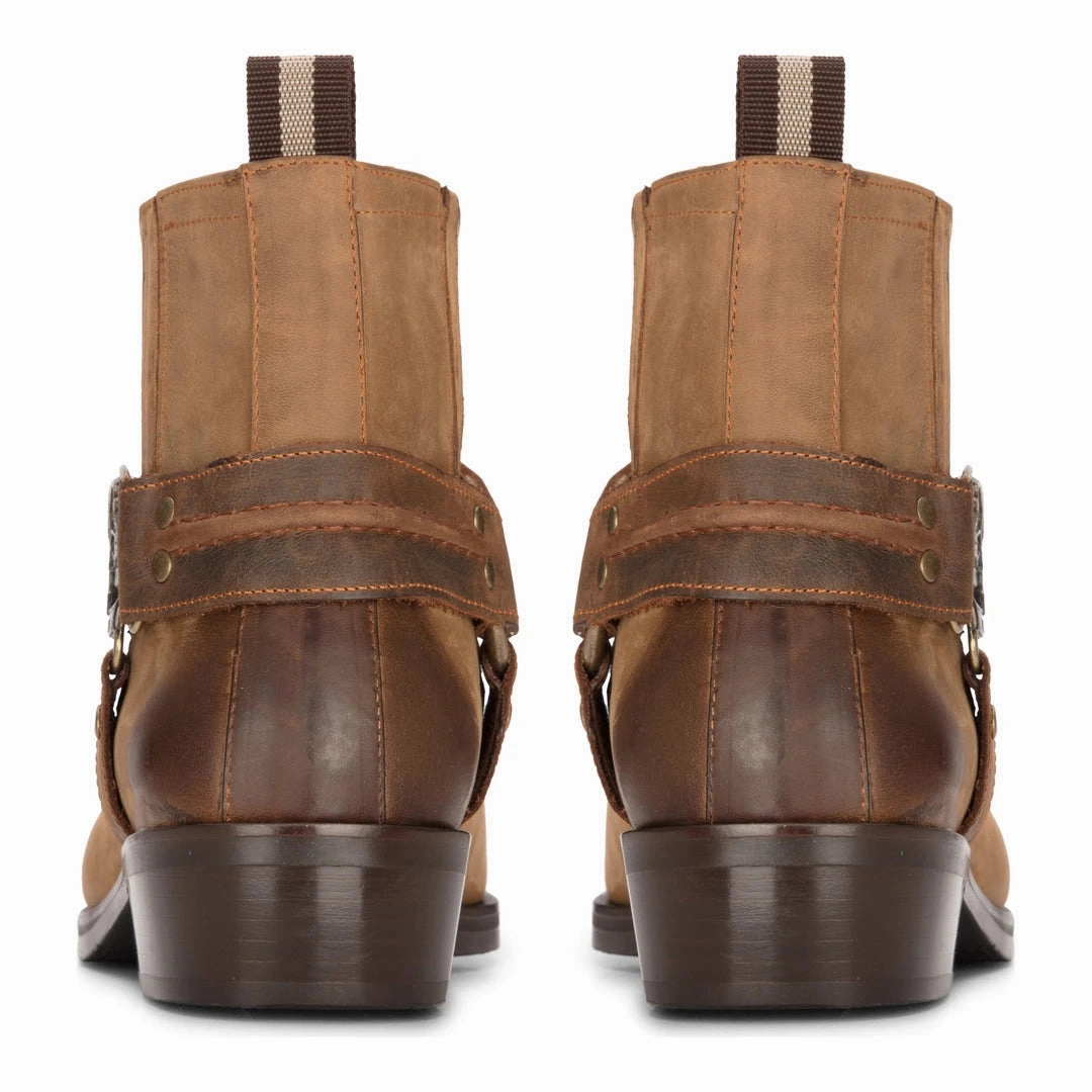Cowboy Real Leather Boots With Square Toe